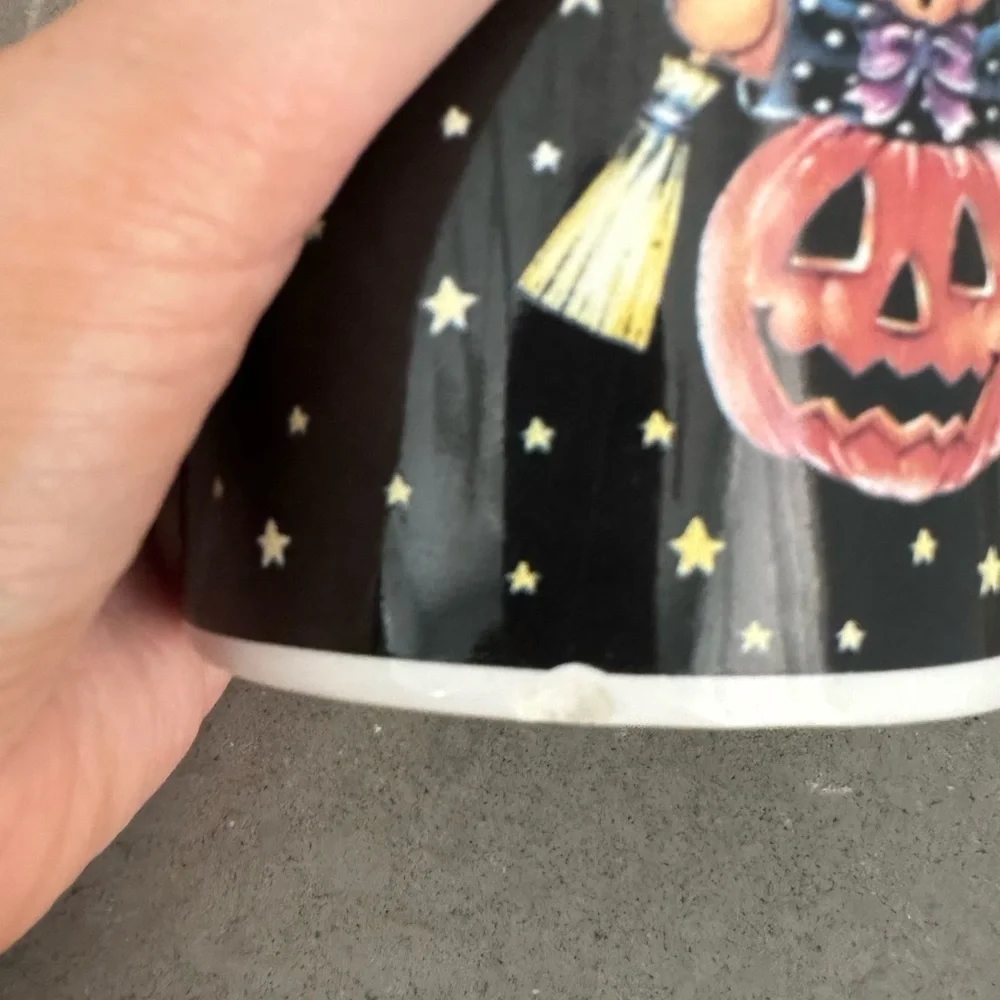 Vintage 1994 Teddy Bear Witch Pumpkin Halloween Nostalgic Ceramic Coffee Cups